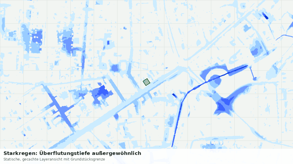 Statische Kartenansicht: Starkregen: Überflutungstiefe außergewöhnlich