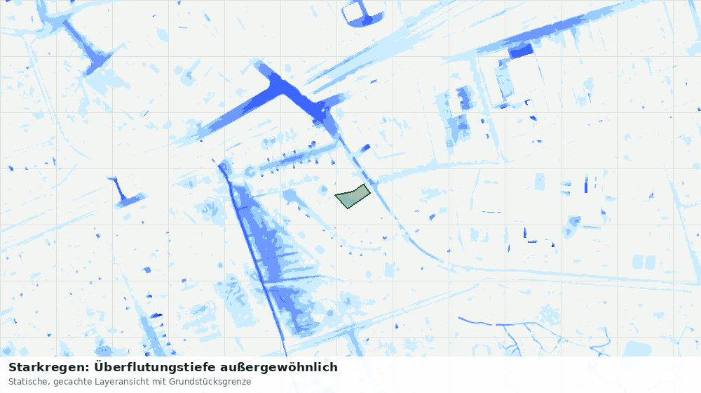 Statische Kartenansicht: Starkregen: Überflutungstiefe außergewöhnlich