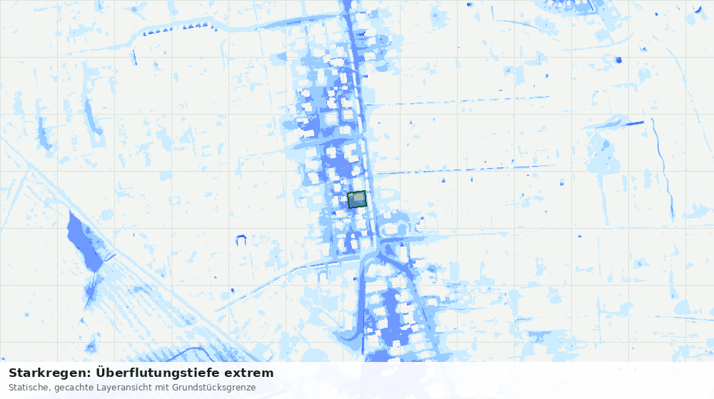 Statische Kartenansicht: Starkregen: Überflutungstiefe extrem