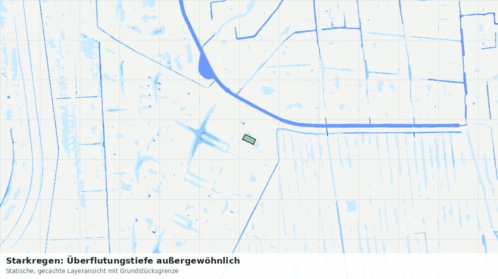Statische Kartenansicht: Starkregen: Überflutungstiefe außergewöhnlich