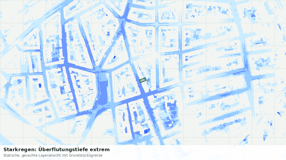 Statische Kartenansicht: Starkregen: Überflutungstiefe extrem