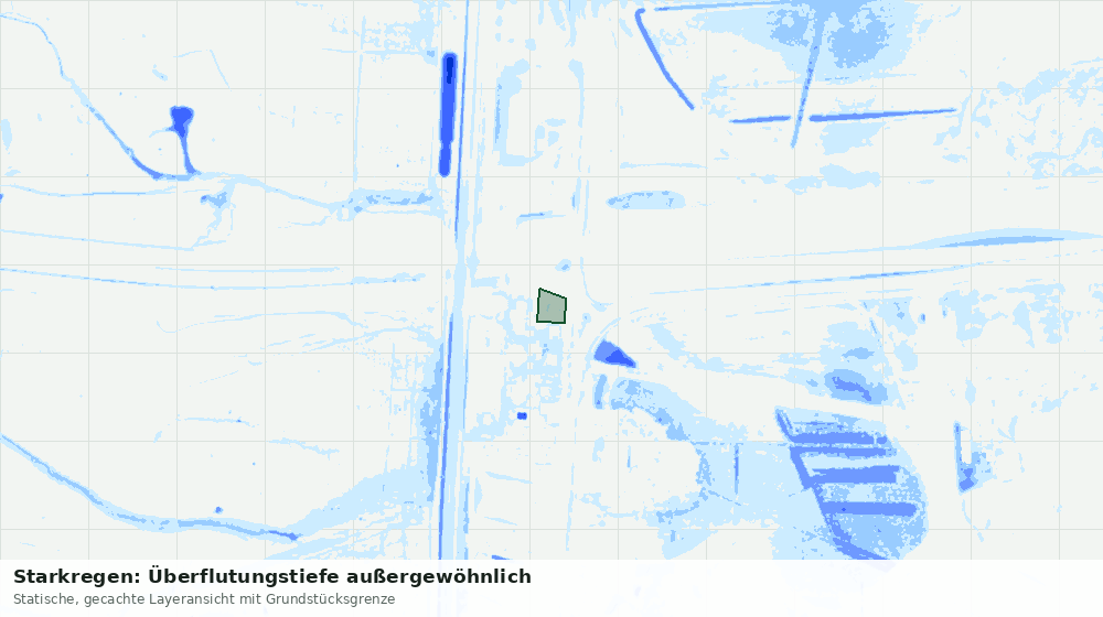 Statische Kartenansicht: Starkregen: Überflutungstiefe außergewöhnlich