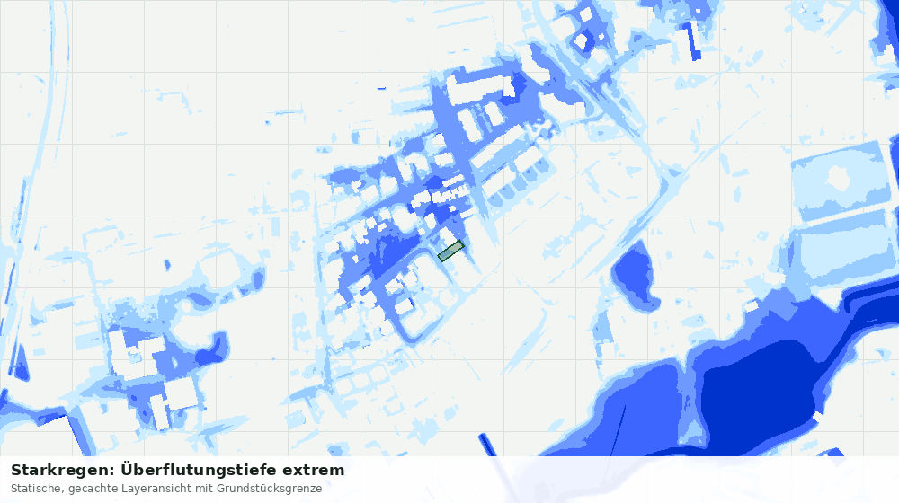 Statische Kartenansicht: Starkregen: Überflutungstiefe extrem