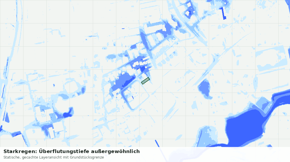 Statische Kartenansicht: Starkregen: Überflutungstiefe außergewöhnlich