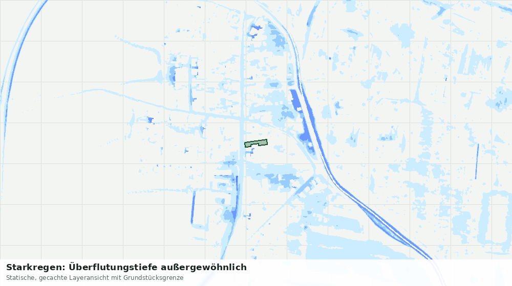 Statische Kartenansicht: Starkregen: Überflutungstiefe außergewöhnlich