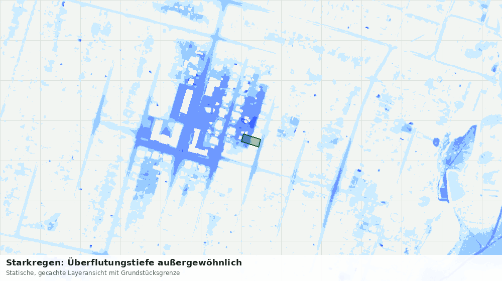 Statische Kartenansicht: Starkregen: Überflutungstiefe außergewöhnlich