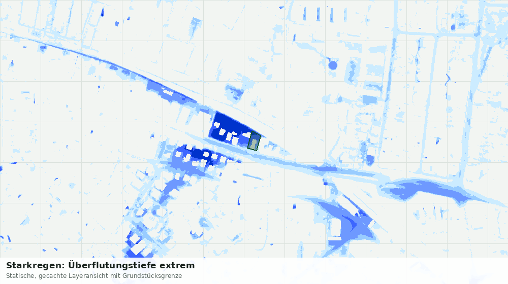 Statische Kartenansicht: Starkregen: Überflutungstiefe extrem