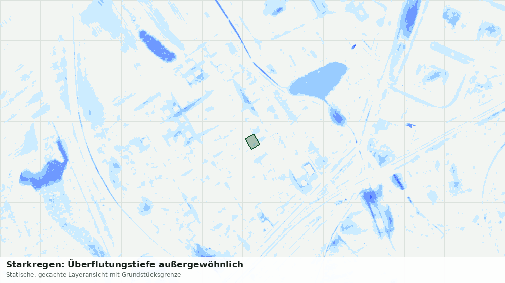 Statische Kartenansicht: Starkregen: Überflutungstiefe außergewöhnlich