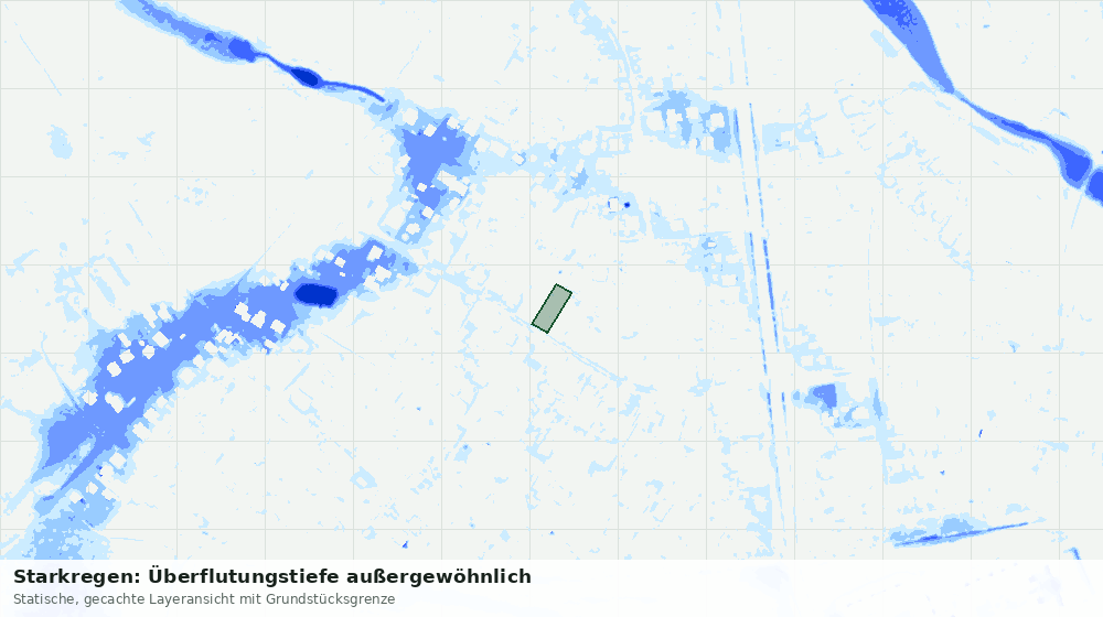 Statische Kartenansicht: Starkregen: Überflutungstiefe außergewöhnlich