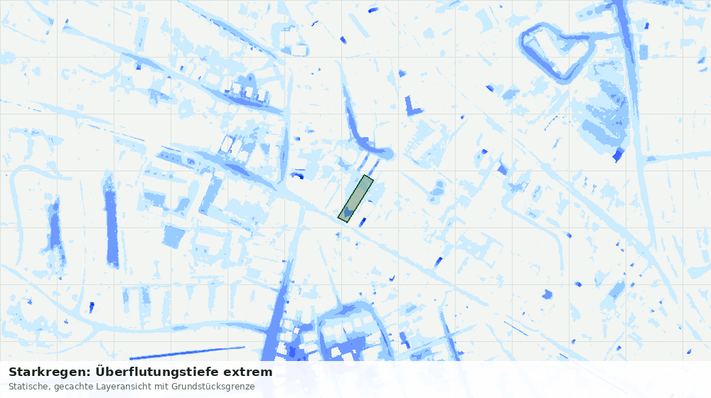 Statische Kartenansicht: Starkregen: Überflutungstiefe extrem