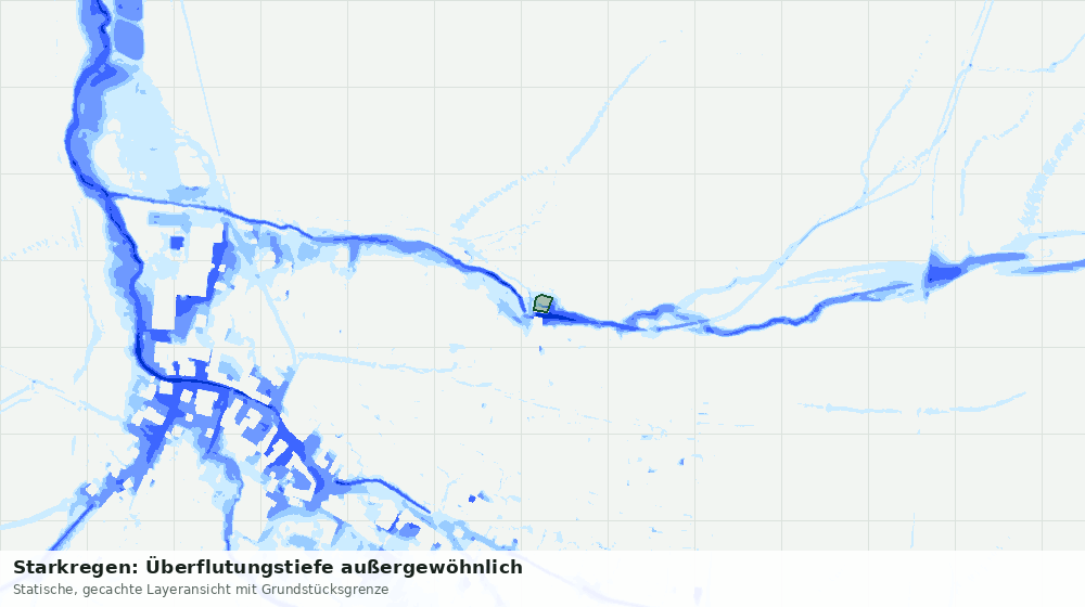 Statische Kartenansicht: Starkregen: Überflutungstiefe außergewöhnlich
