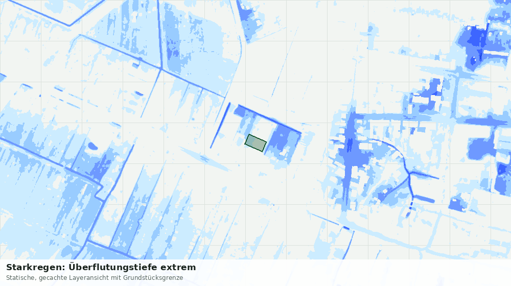 Statische Kartenansicht: Starkregen: Überflutungstiefe extrem