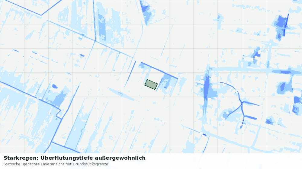 Statische Kartenansicht: Starkregen: Überflutungstiefe außergewöhnlich