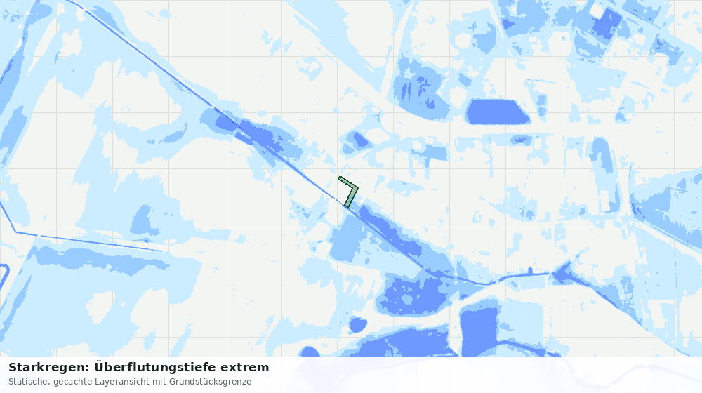 Statische Kartenansicht: Starkregen: Überflutungstiefe extrem