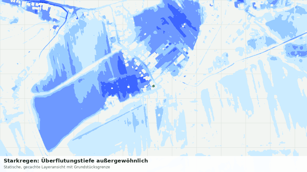 Statische Kartenansicht: Starkregen: Überflutungstiefe außergewöhnlich