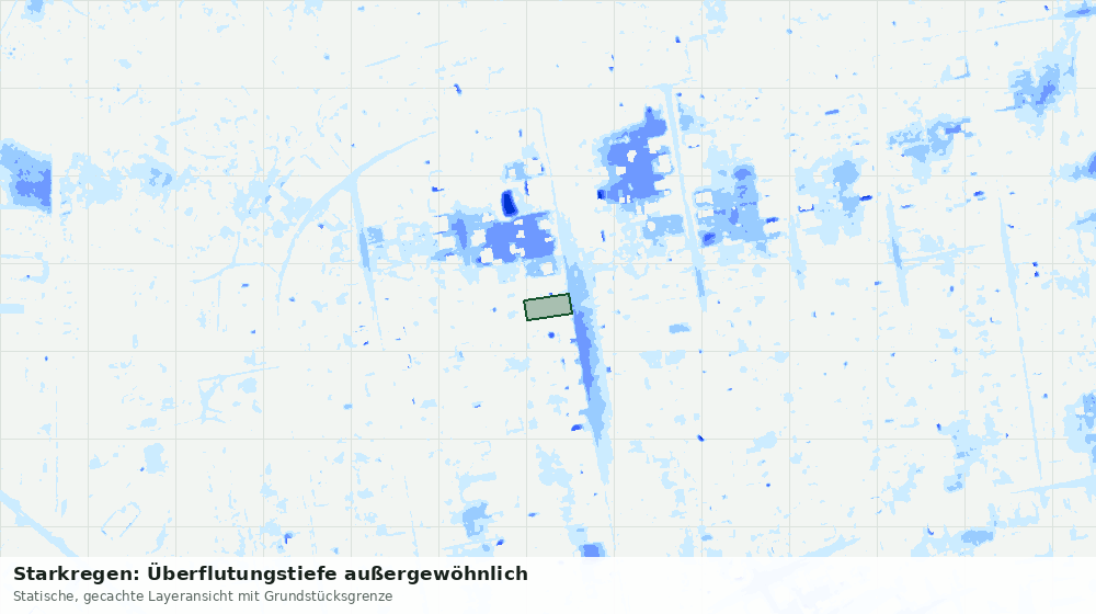 Statische Kartenansicht: Starkregen: Überflutungstiefe außergewöhnlich