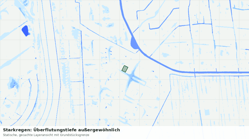 Statische Kartenansicht: Starkregen: Überflutungstiefe außergewöhnlich