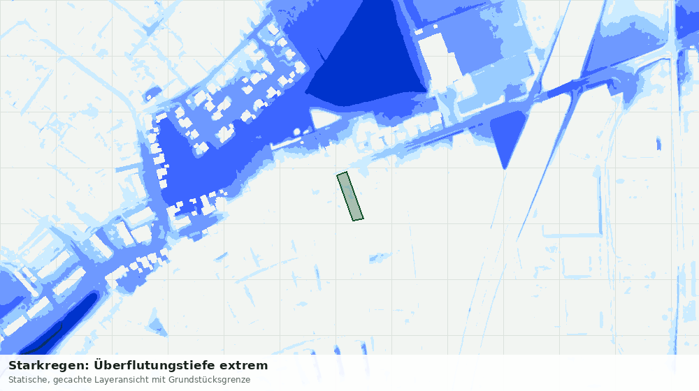Statische Kartenansicht: Starkregen: Überflutungstiefe extrem