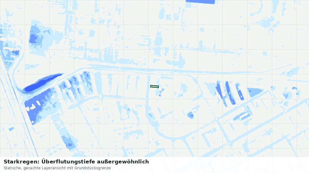 Statische Kartenansicht: Starkregen: Überflutungstiefe außergewöhnlich
