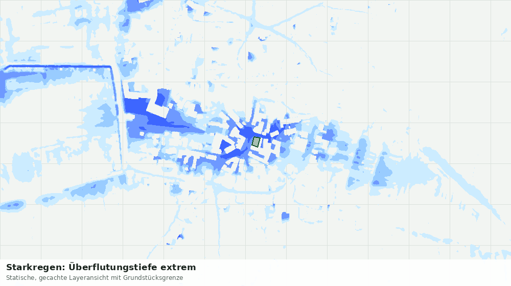 Statische Kartenansicht: Starkregen: Überflutungstiefe extrem