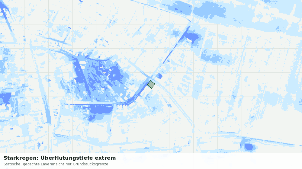 Statische Kartenansicht: Starkregen: Überflutungstiefe extrem