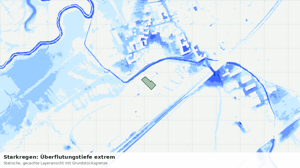 Statische Kartenansicht: Starkregen: Überflutungstiefe extrem