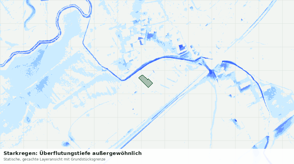 Statische Kartenansicht: Starkregen: Überflutungstiefe außergewöhnlich