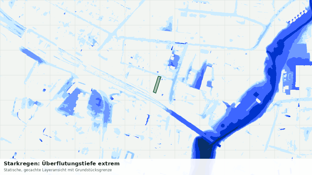 Statische Kartenansicht: Starkregen: Überflutungstiefe extrem