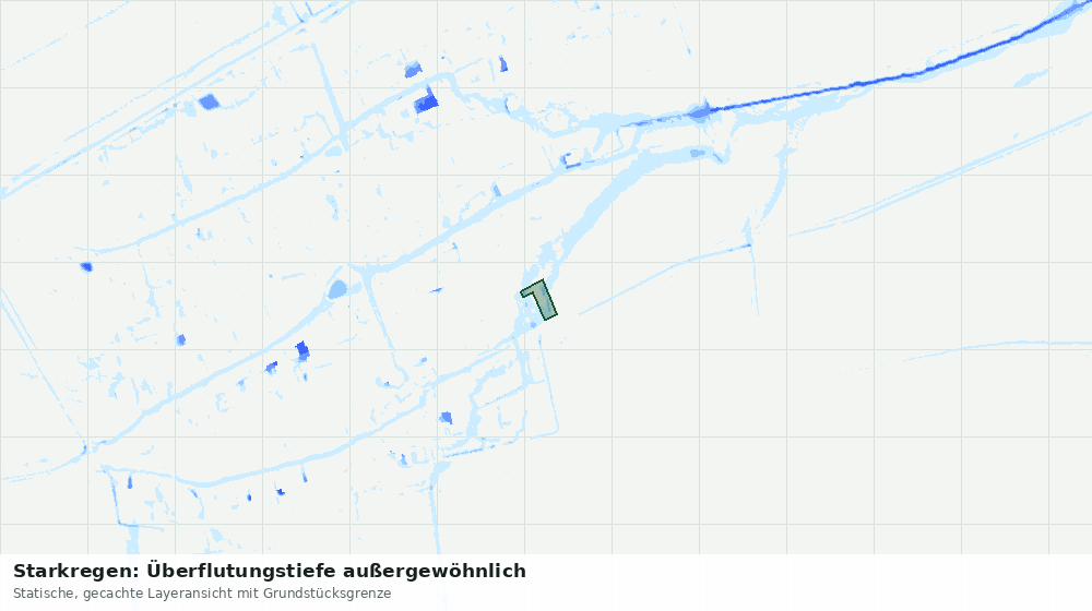 Statische Kartenansicht: Starkregen: Überflutungstiefe außergewöhnlich