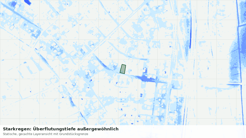 Statische Kartenansicht: Starkregen: Überflutungstiefe außergewöhnlich