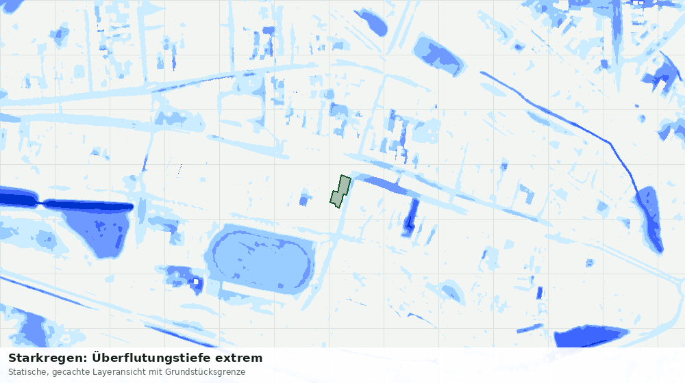 Statische Kartenansicht: Starkregen: Überflutungstiefe extrem