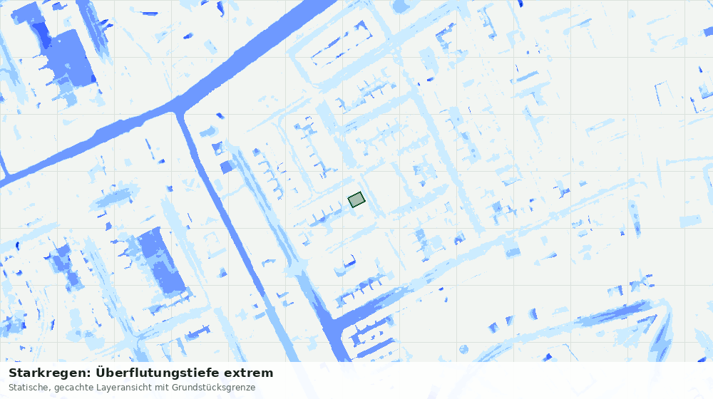 Statische Kartenansicht: Starkregen: Überflutungstiefe extrem