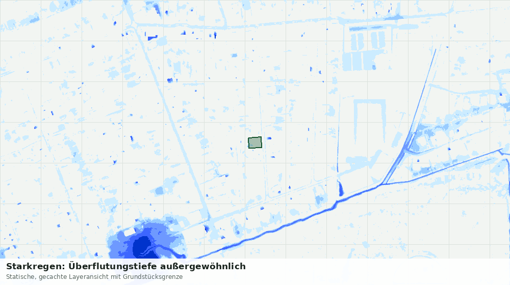 Statische Kartenansicht: Starkregen: Überflutungstiefe außergewöhnlich