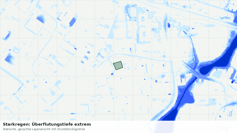 Statische Kartenansicht: Starkregen: Überflutungstiefe extrem