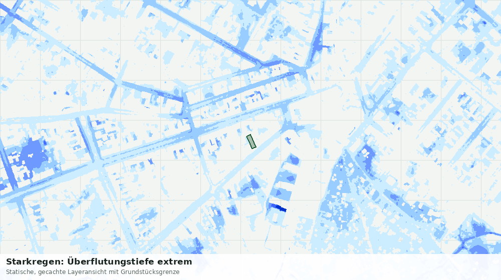 Statische Kartenansicht: Starkregen: Überflutungstiefe extrem