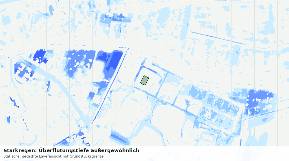 Statische Kartenansicht: Starkregen: Überflutungstiefe außergewöhnlich