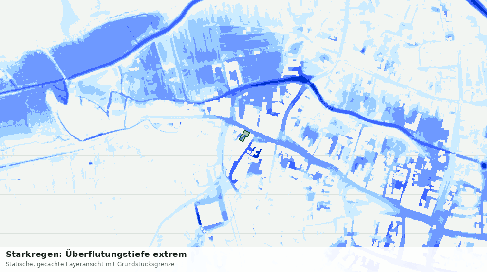 Statische Kartenansicht: Starkregen: Überflutungstiefe extrem