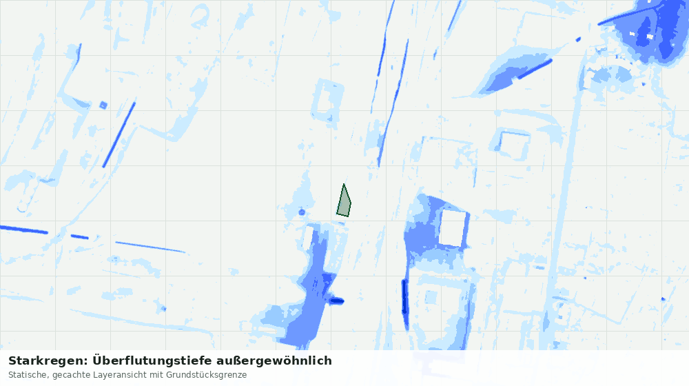 Statische Kartenansicht: Starkregen: Überflutungstiefe außergewöhnlich