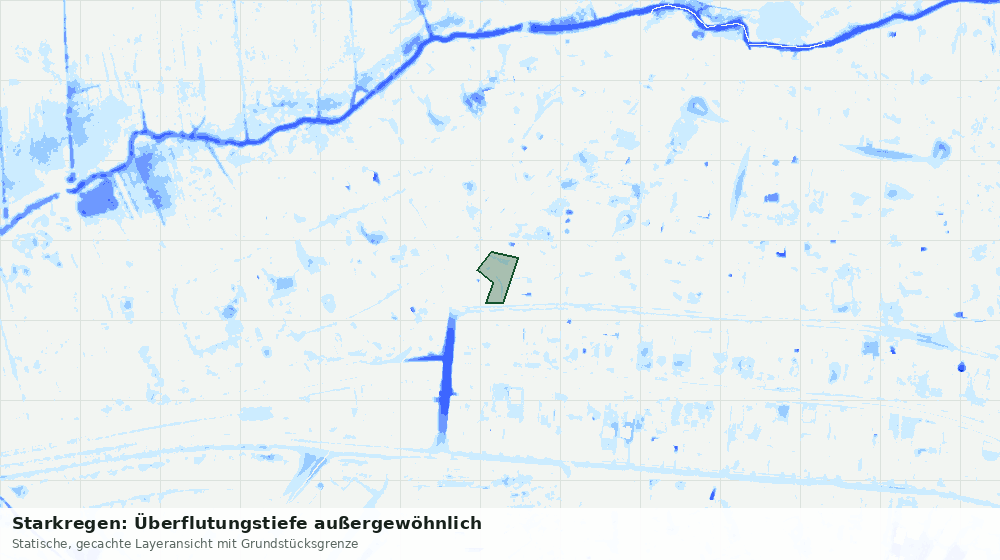 Statische Kartenansicht: Starkregen: Überflutungstiefe außergewöhnlich