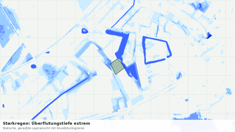 Statische Kartenansicht: Starkregen: Überflutungstiefe extrem