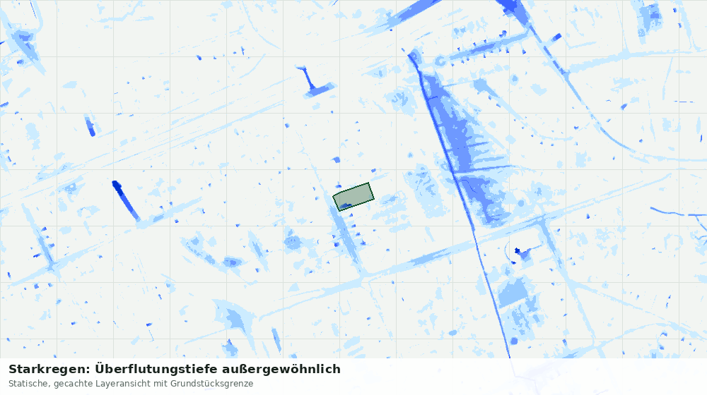 Statische Kartenansicht: Starkregen: Überflutungstiefe außergewöhnlich