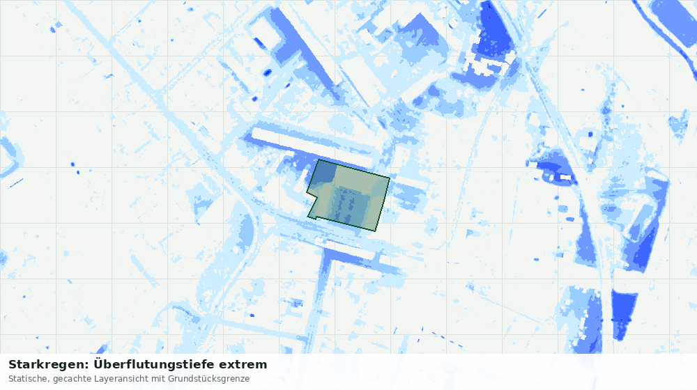 Statische Kartenansicht: Starkregen: Überflutungstiefe extrem