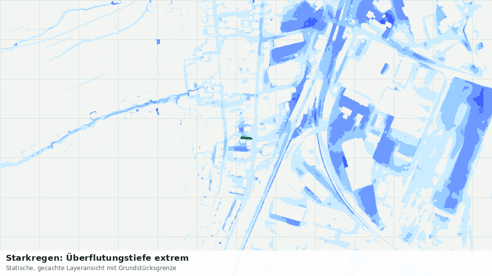 Statische Kartenansicht: Starkregen: Überflutungstiefe extrem