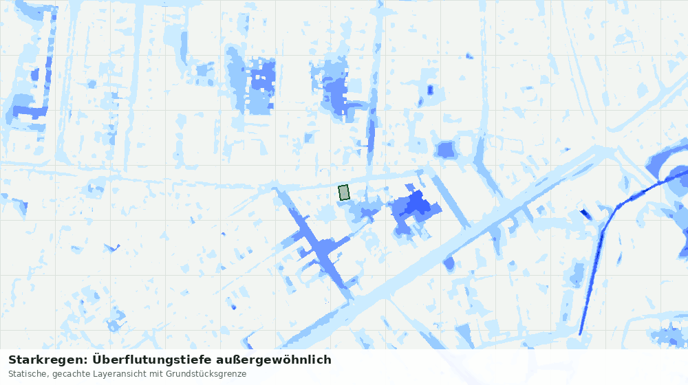 Statische Kartenansicht: Starkregen: Überflutungstiefe außergewöhnlich