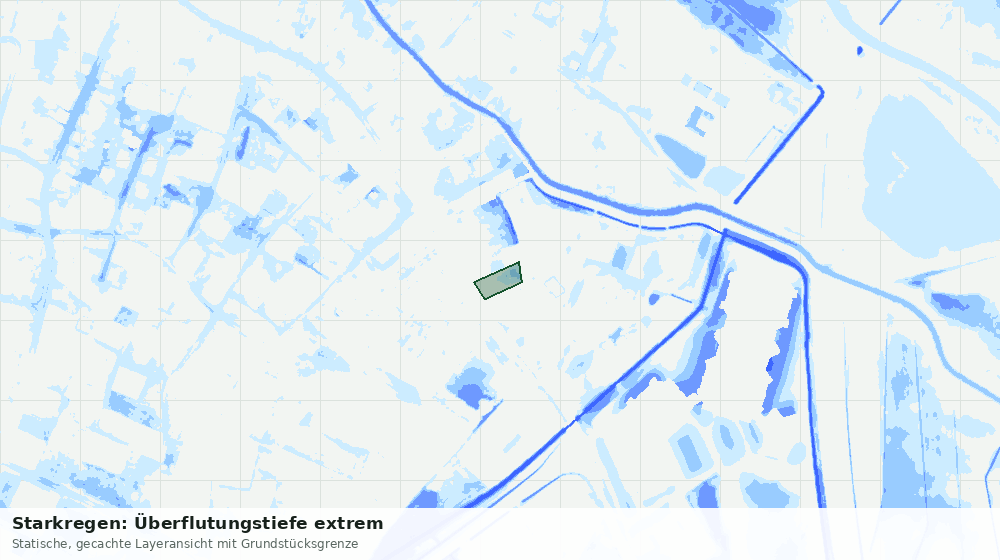 Statische Kartenansicht: Starkregen: Überflutungstiefe extrem