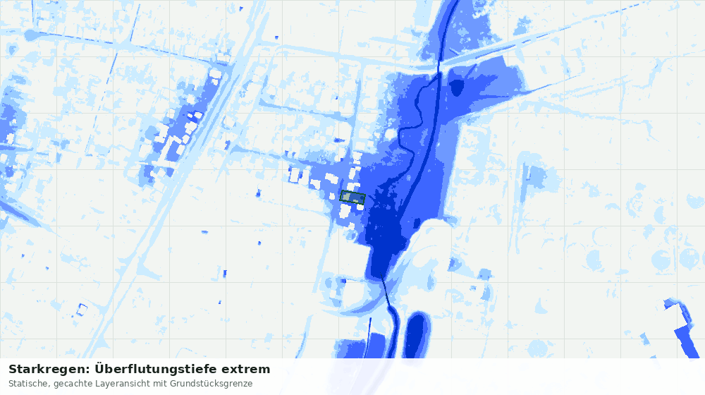 Statische Kartenansicht: Starkregen: Überflutungstiefe extrem
