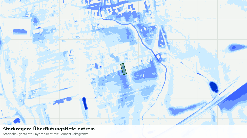 Statische Kartenansicht: Starkregen: Überflutungstiefe extrem