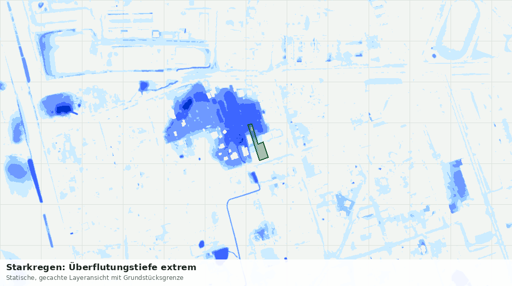 Statische Kartenansicht: Starkregen: Überflutungstiefe extrem