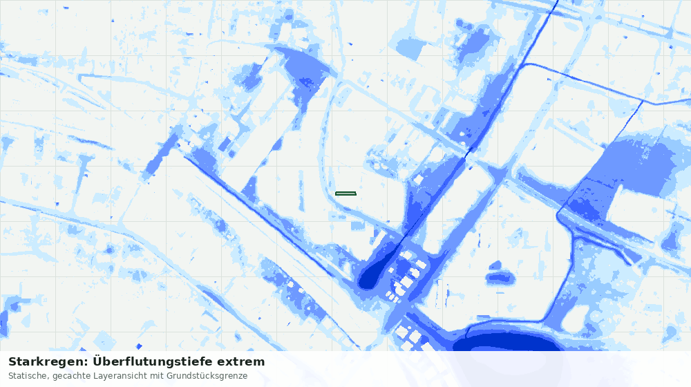 Statische Kartenansicht: Starkregen: Überflutungstiefe extrem