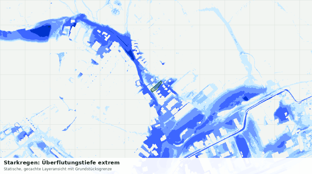 Statische Kartenansicht: Starkregen: Überflutungstiefe extrem